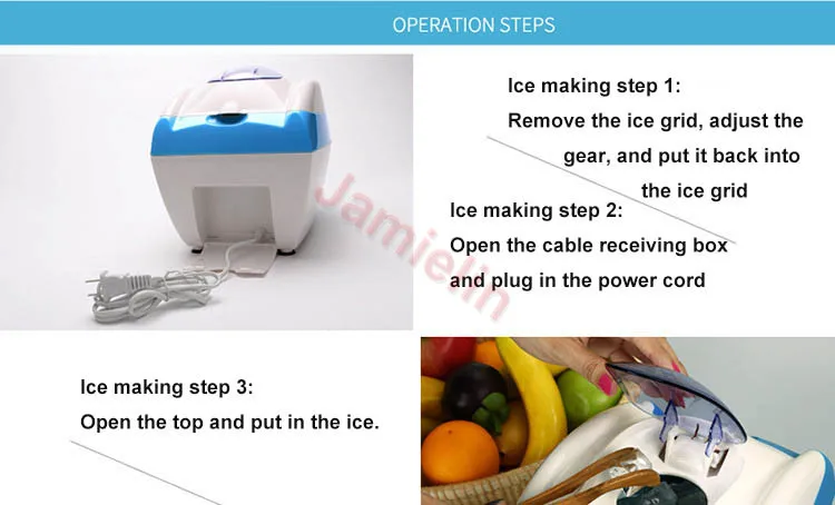 Jamielin Household Electric Commercial Milk Tea Shop Small Ice Crusher Mian Ice Machine Ice maker Freezer