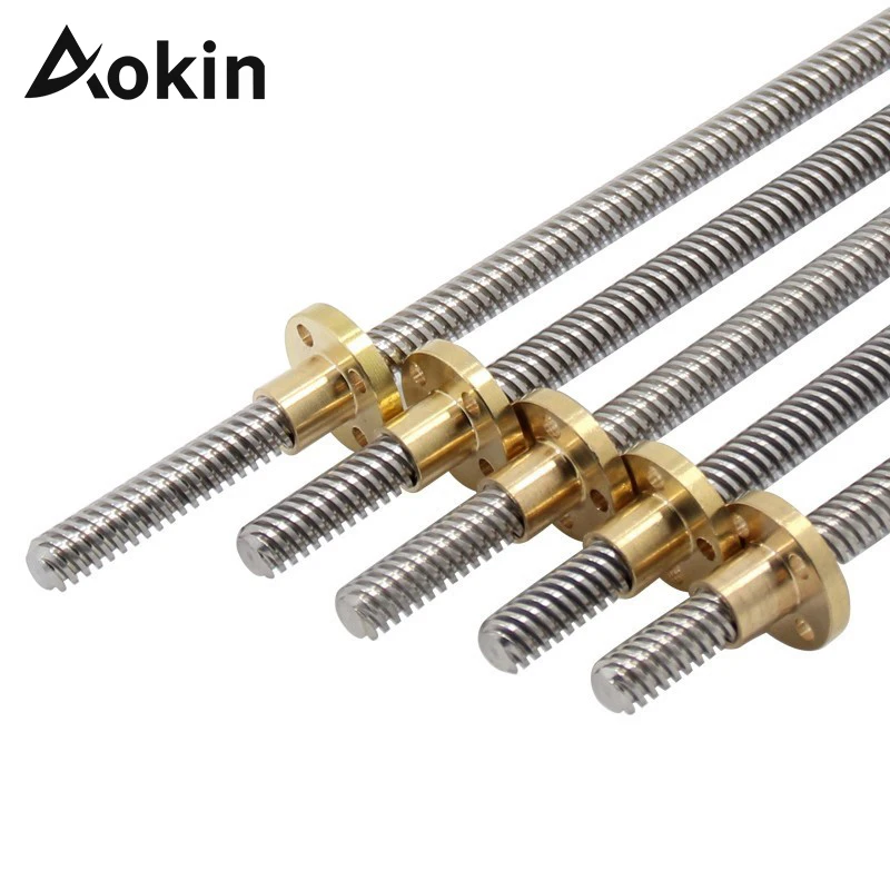 

T8 Lead Screw 8mm 100mm 150mm 250mm 300mm 330mm 350mm 400mm 500mm Trapezoidal Screws Copper Nuts Lead Screw for 3D Printer Parts