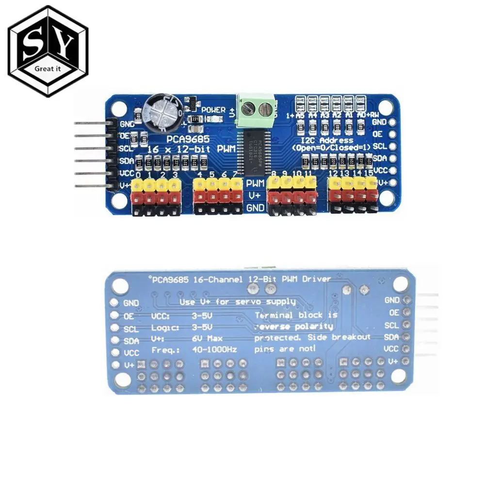 

1PCS TENSTAR ROBOT 16 Channel 12-bit PWM/Servo Driver-I2C interface PCA9685 module Raspberry pi shield module