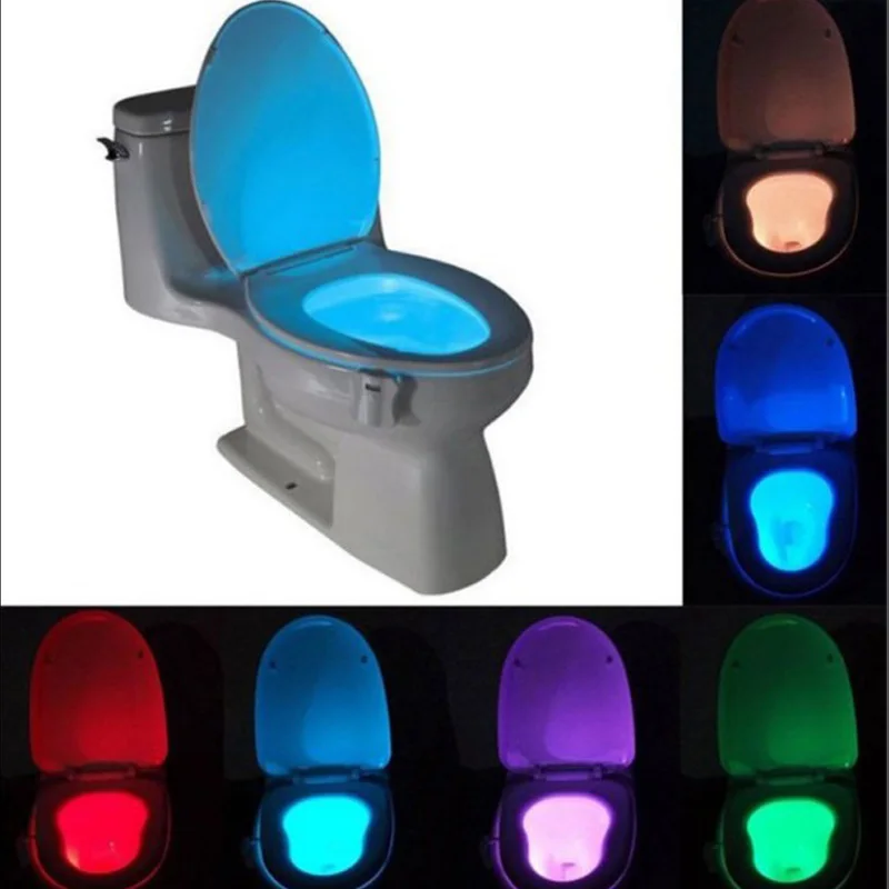 Motion Sensor Toilet Seat Lighting 8 Colors Backlight Toilet Bowl Automatic Night Lamp 3AAA Seat Sensor Light LED Toilet Lamp (15)