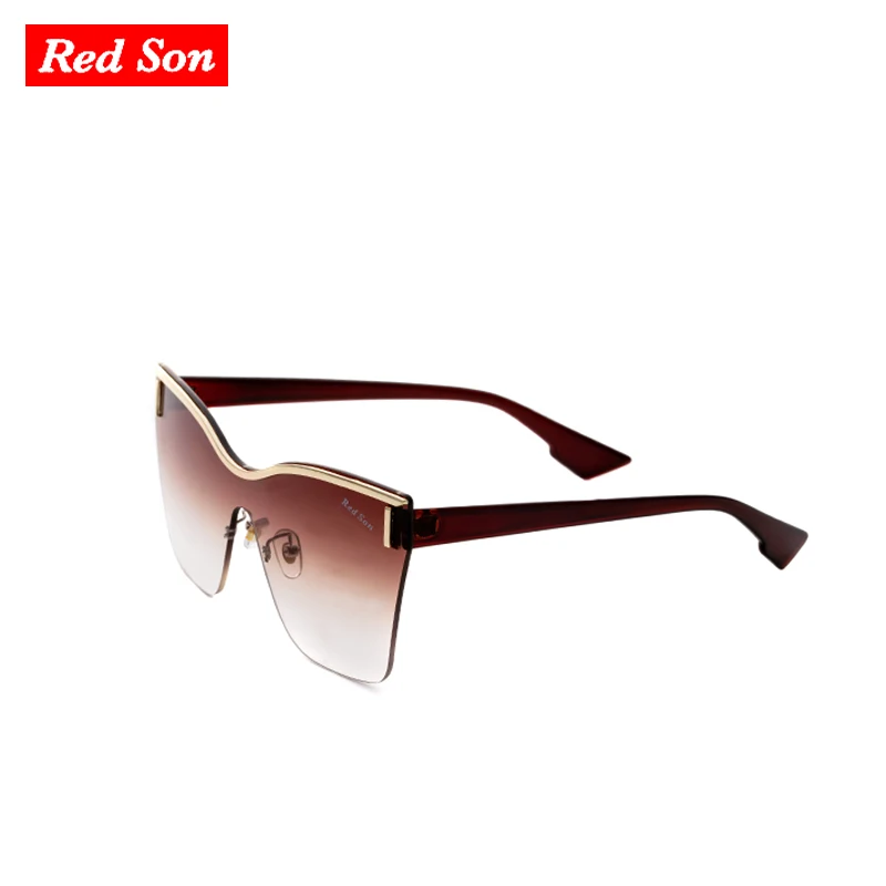 Red Son Shield Sunglasses Women Polarized Coating lens Unique gold border Gradient Goggles UV400 High Qulity With Accessories