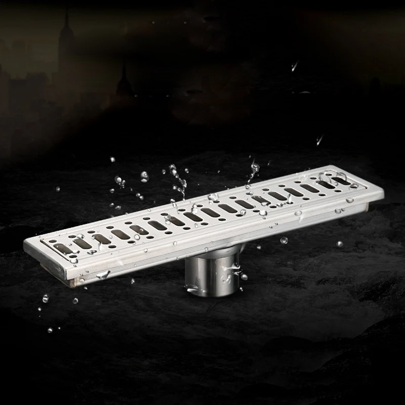 

Floor Drain Stainless Steel 304 Linear Bathroom Kitchen Shower Drain, Vertical Long Drain Floor Drains Brushed Surface