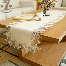 Free Shipping Home Decorative Embroidered 2 Tone Border Linens Vintage Style Table Runner