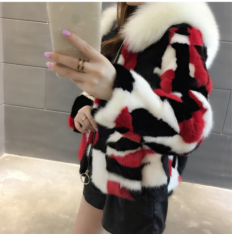 Flash Deal New winter Women Natural Real Pieces mink fur coat hooded with fox collar Mink Fur Jacket Outwear 7 Flash Deal New winter Women Natural Real Pieces mink fur coat hooded with fox collar Mink Fur Jacket Outwear 7