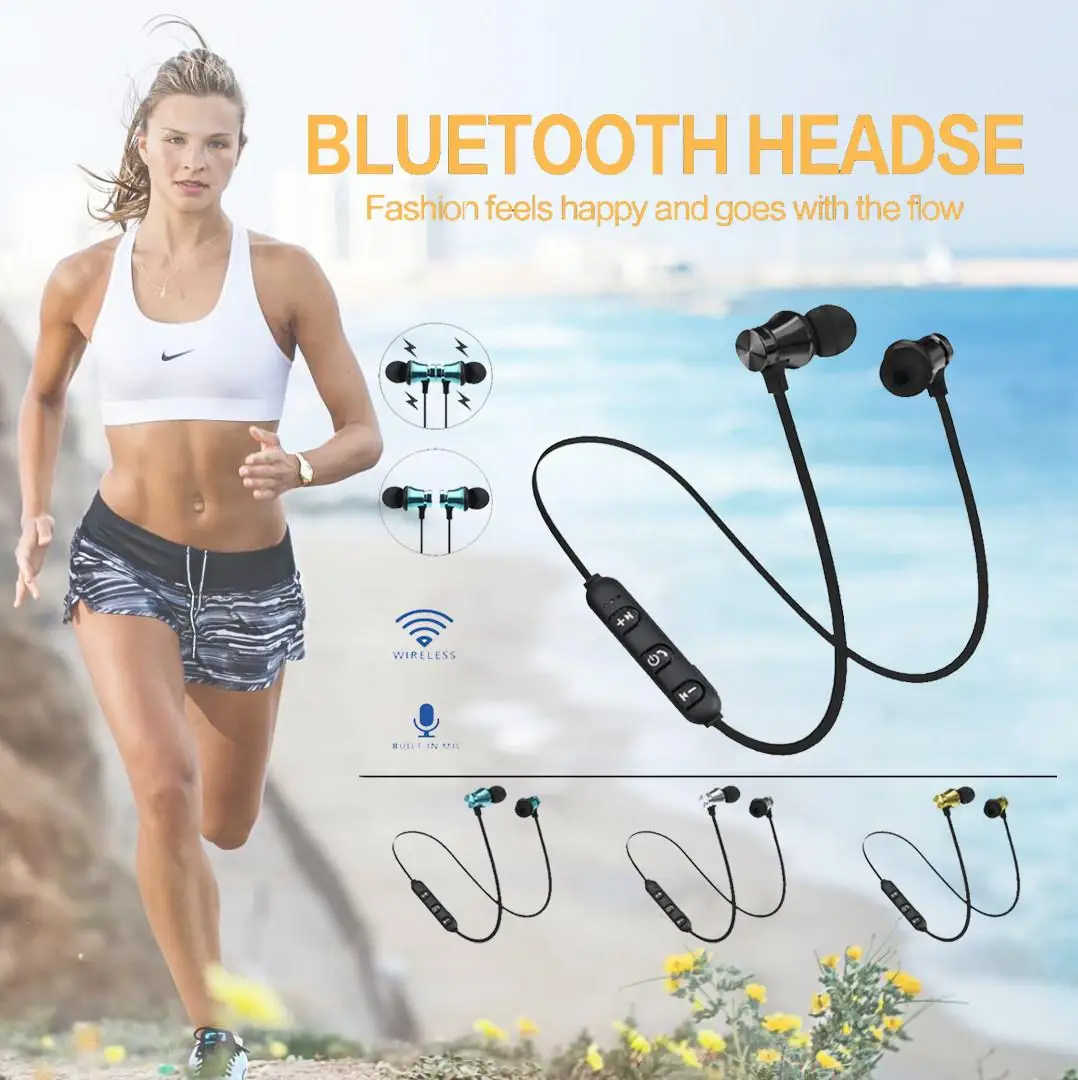 

Magnetic attraction Bluetooth Earphone Headset waterproof sports 4.2 with Charging Cable Young Earphone Build-in Mic