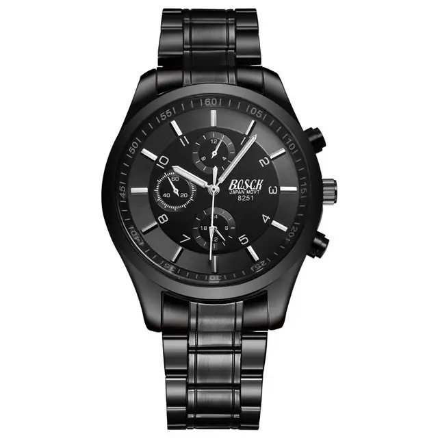 Top Luxury Brand Bosck Men Waterproof Stainless Steel Band Watch