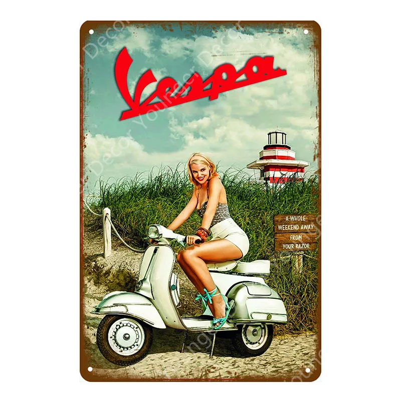 Итальянский электромобиль Lambretta металлические оловянные знаки Vespa электромобиль винтажный плакат на стену художественная живопись доска Декор для гаража автомобиля YH060 - Цвет: YD2719H