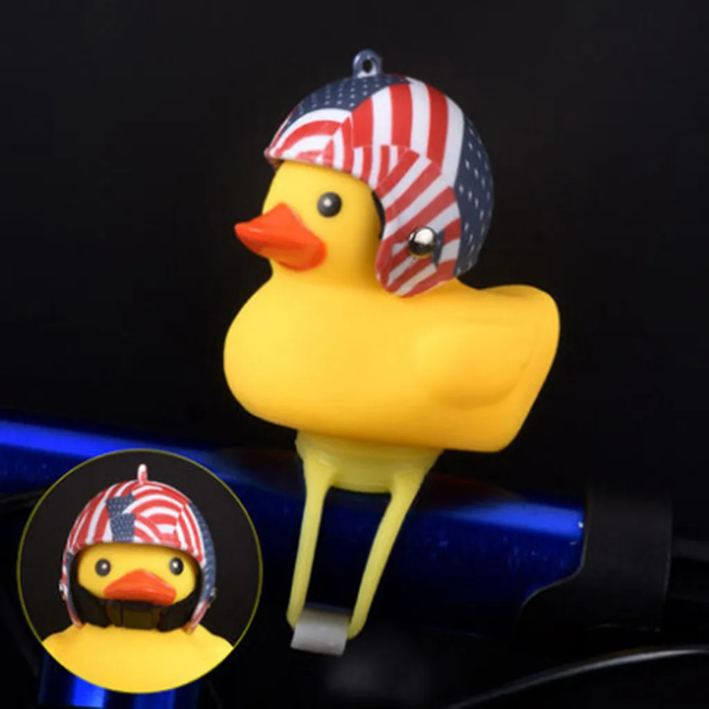 Discount Funy Animal Bicycle Light Cartoon Little Yellow Duck Helmet Head Light Shining Duck Bicycle Bells Handlebar Accessories 2.46 5