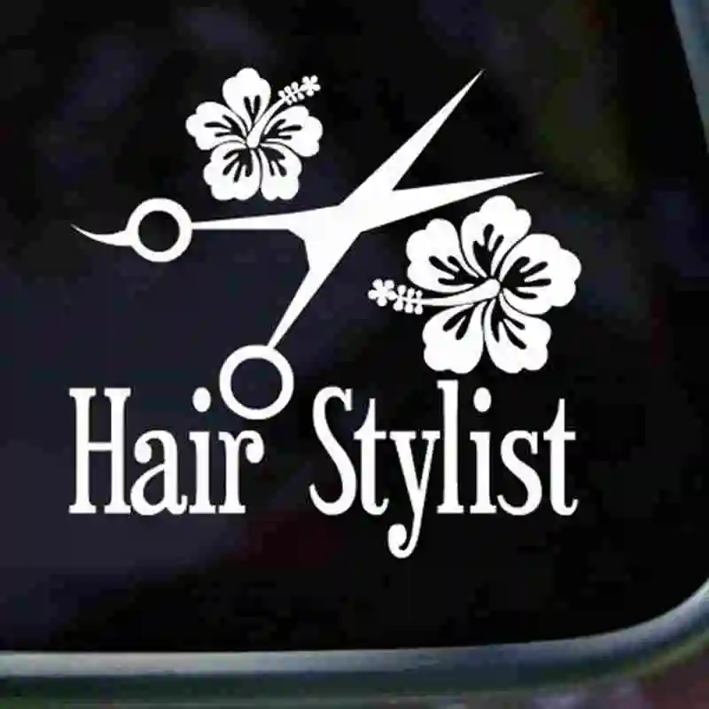 Hair Salon Sticker Beauty Scissors Decal Haircut Name Posters Vinyl