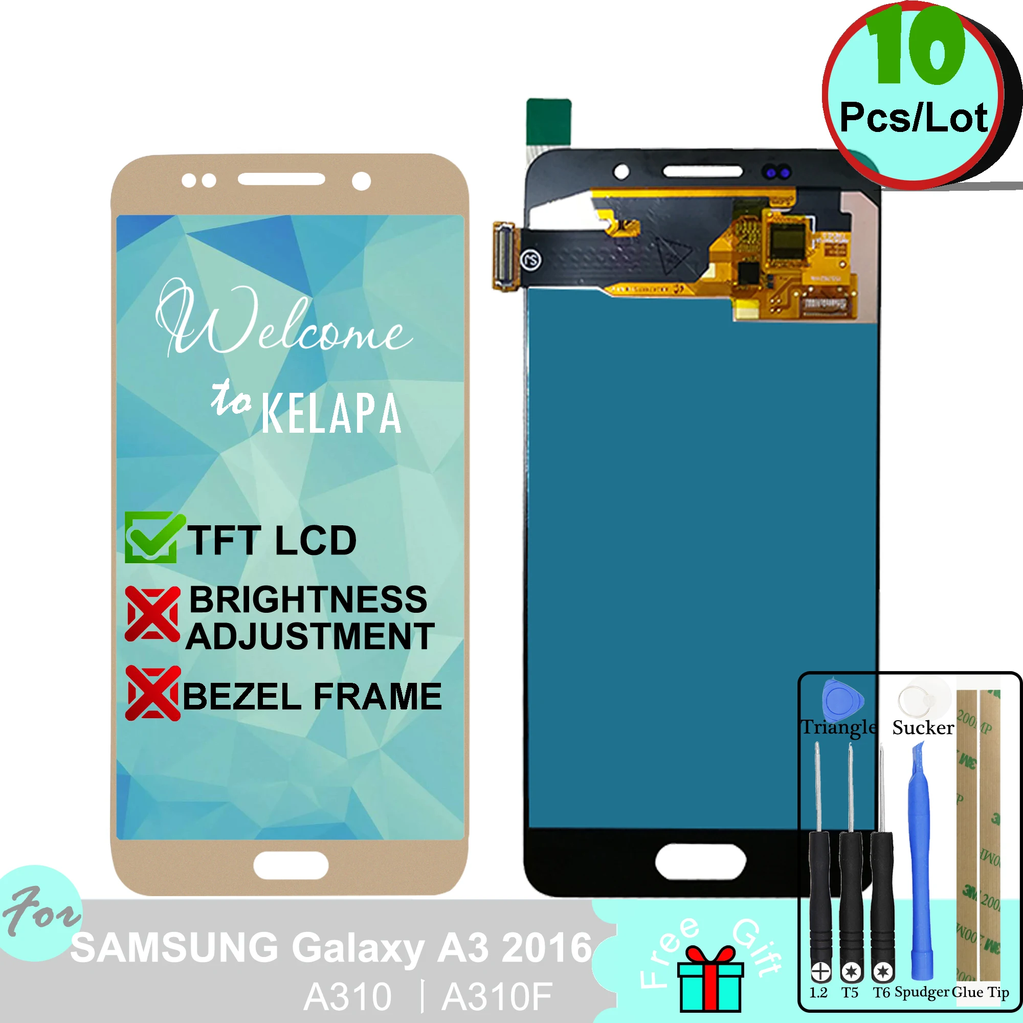 

10 x no Backlight Sensor LCD For Samsung Galaxy A3 2016 A310 SM-A310F Touch Screen Digitizer Assembly