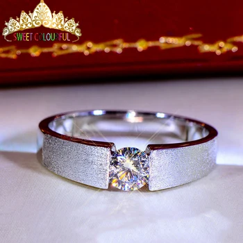 

100% 18K 750Au Gold Moissanite Diamond man Ring D color VVS With national certificate MO-009