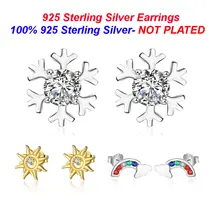 Стерлингового серебра 925 Серебряная Снежинка сережки-шпильки оптом Vnistar солнцезащитные серьги гвоздики Радуга Кубический Цирконий женские серьги