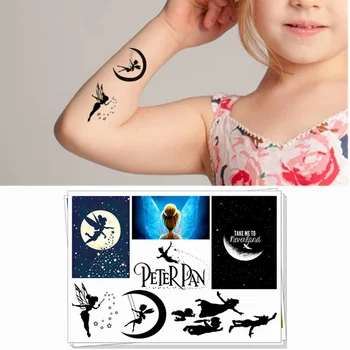 

Children Temporary Tattoo Sticker Funny Cartoon Cosplay Novelty Gag Toys for Tinker Bell Peter Pan Fans Waterproof 2-3 Days X3