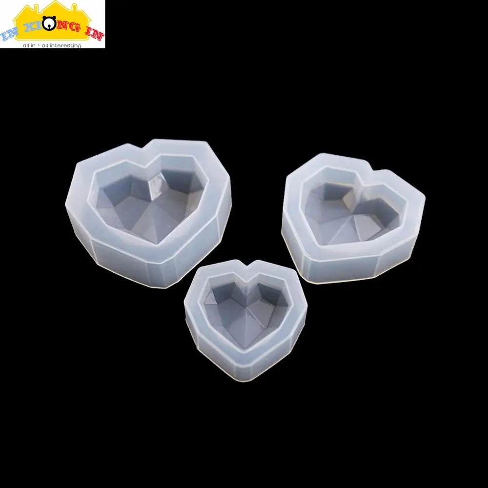 

3pcs Mix DIY Resin Craft Diamond Heart Cabochons Silicone Molds Shiny Geometric Hearts Mold Handmade Resin Jewelry Charms Tools