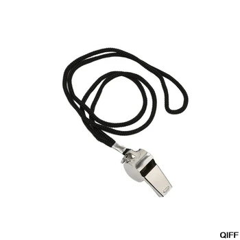 

Stainless Steel Sport Game Referee Whistle Lanyard Emergency Loud Sound Portable Outdoor Adventure Survival Tool May06