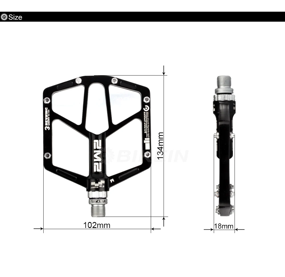 Bikein ЧПУ Алюминий педаль сверхлегкий Велоспорт MTB Велосипедный Спорт 9/16 дюйма на плоской платформе Педали для автомобиля 3 герметичный Подшипник Горный велосипед Запчасти