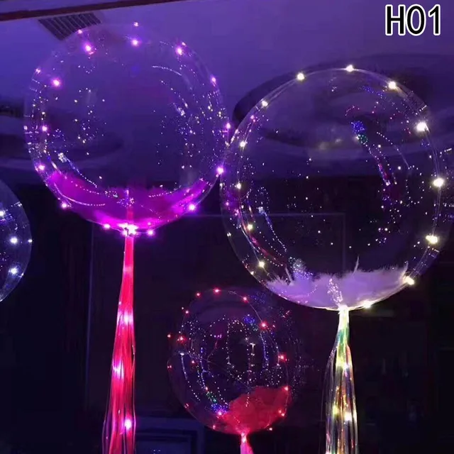 1 set Luminous Led Balloon Colorful Transparent Round