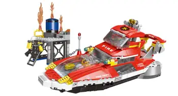 

XINGBAO 14003 City Firefighting Series The Marine Fire Boat Set Building Blocks Bricks kids DIY Educational Toys birthday gift