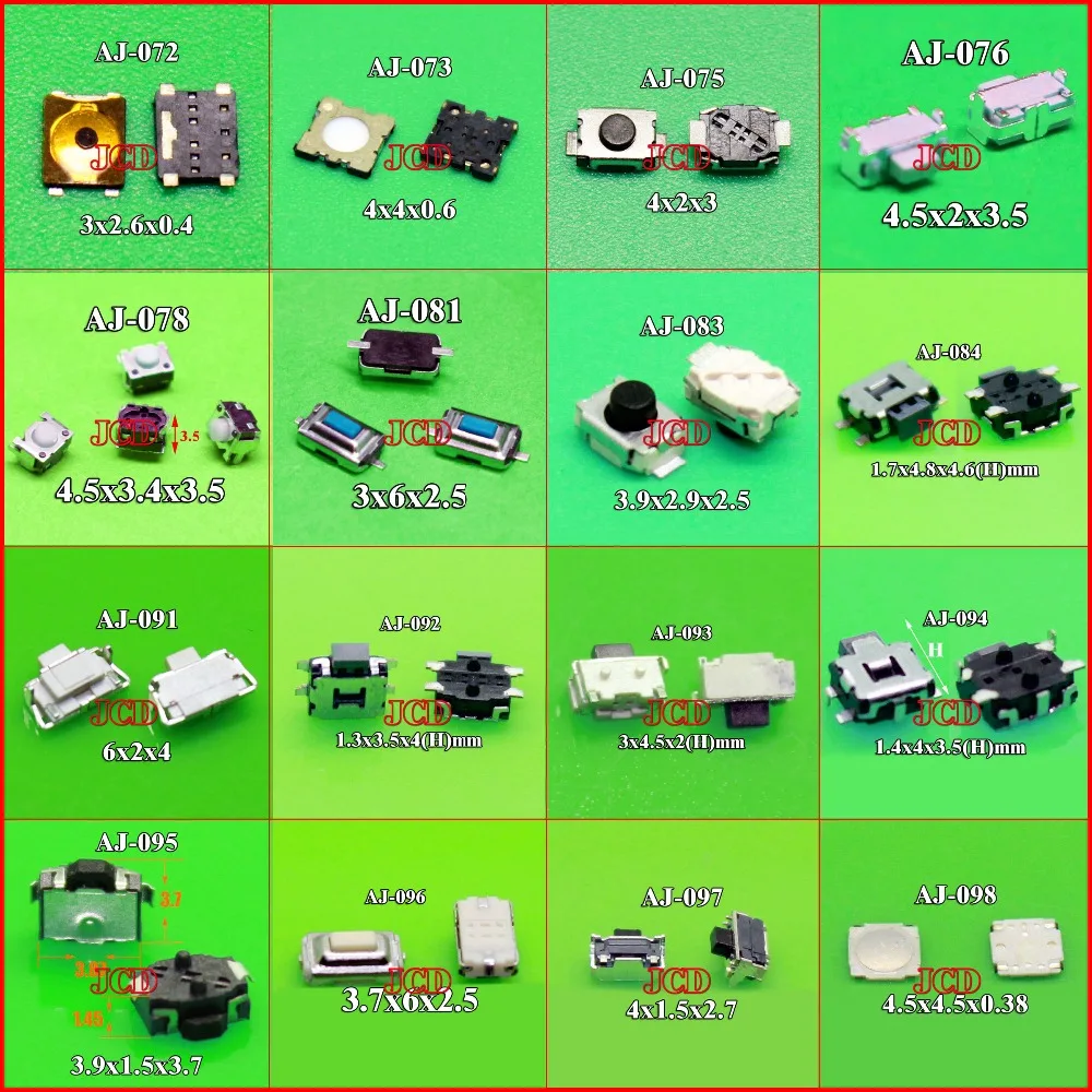 

ChengHaoRan Tactile Button Micro Switch Button for Nokia / Moto / HTC / iPhone / MP3 MP5 ... 16 models 160pcs