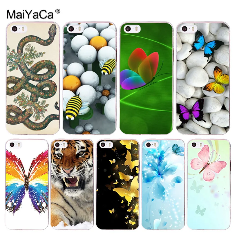 Защитный чехол для телефона MaiYaCa Animal Tiger Snake Butterfly Bee Apple iPhone 8 7 6 6S Plus X 5 5S SE 5C 4 4S |