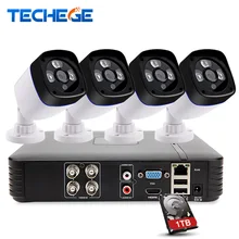 Techege 4ch cctv система 2.0mp 4 канала эн-h 1080 P dvr 2.0 MP ИК Открытый Ночного Видения AHD Камеры комплект Видеонаблюдения система