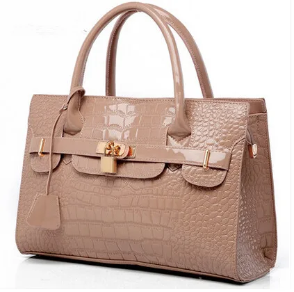Office Lady Formal Handbags Women Alligator lines Locks Saffiano ...