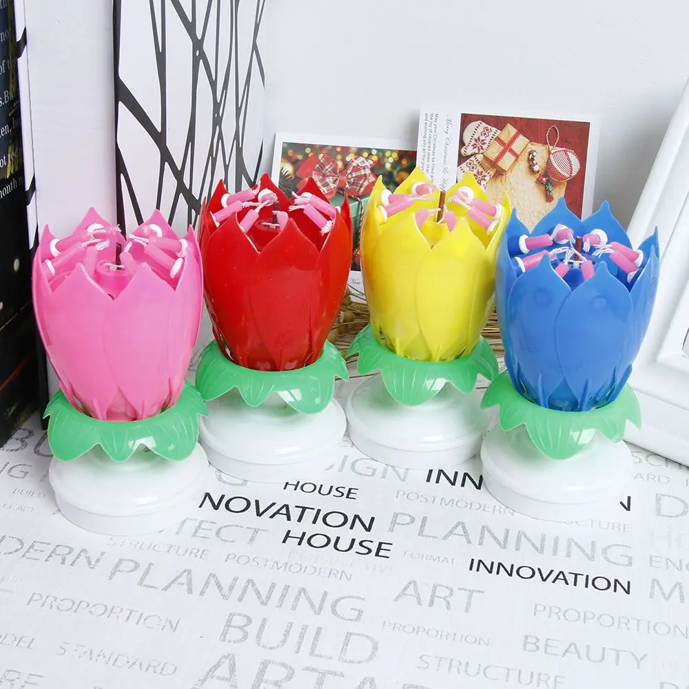 Aliexpress Buy Birthday Candles Beautiful Musical Lotus Flower Happy Birthday Party Gift Rotating Lights Decoration 8 Candles Lamp from Reliable