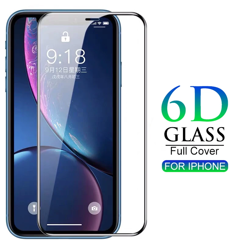 6D полное покрытие защитное стекло для Iphone Xs Max Xr X 9 H Закаленное протектор экрана 6