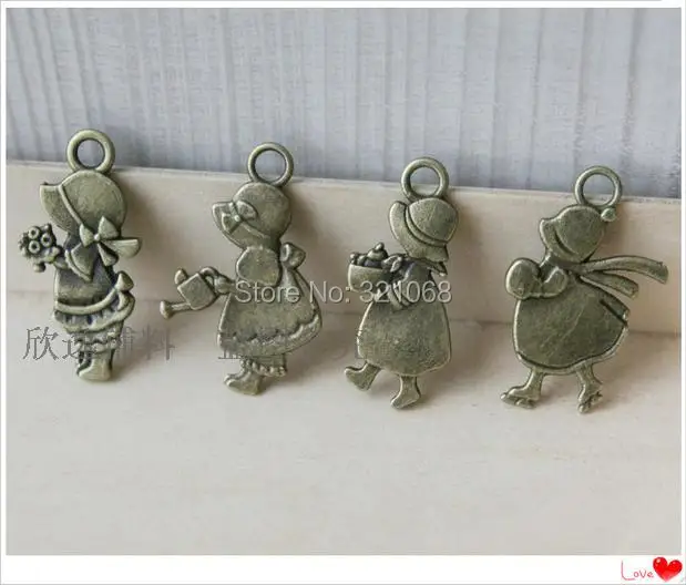 40 pieces/lot Bronze color zipper head zipper pendant 3cm mixed styles pendant metal zinc alloy