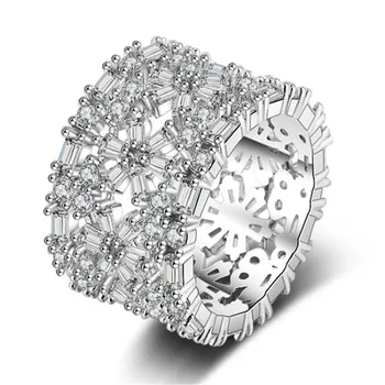 

2018 hot sale zircon ring cross-border European and American luxury queen fan hand decoration new ring