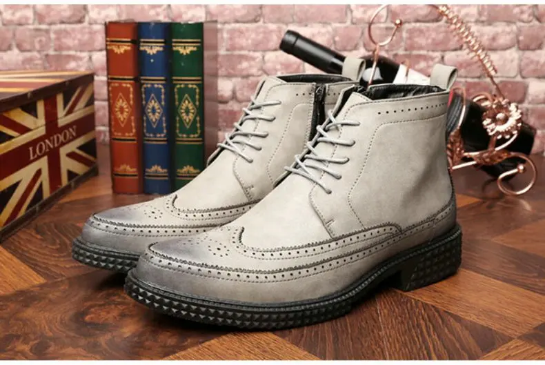 Men's Boot Lace-up Men Boots Genuine Leather Winter Black Chelsea Boots Mens Ankle Military Boots' Men Desert winter shoes mens  (13)