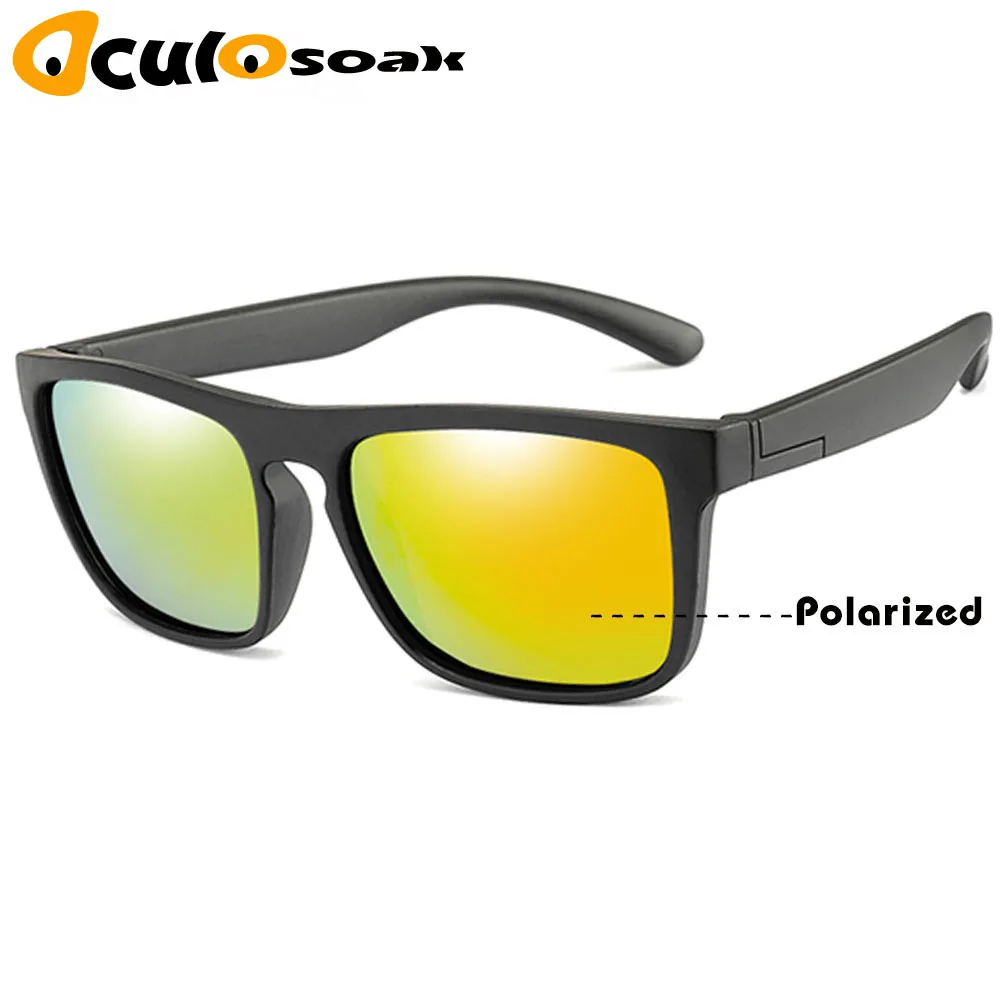 Детские солнцезащитные очки, брендовые солнцезащитные очки для маленьких девочек, поляризованные детские солнцезащитные очки, гибкая Защитная оправа, UV400, подарки на день рождения, Рождество - Цвет линз: R03 black yellow
