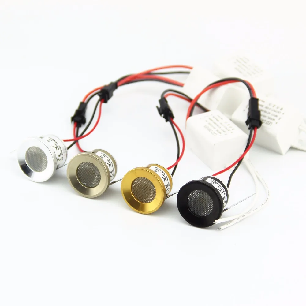 1W DC12 AC85-260V Small Mini LED Spot light Recessed Ceiling Lamps LED Under Cabinet Downlights CE ROSH  Free Shipping