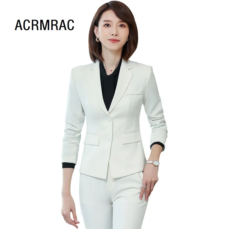 

Women suits Slim spring autumn Solid color jacket pants 2-piece set OL Formal Business Women pants suits Woman set suits 6805