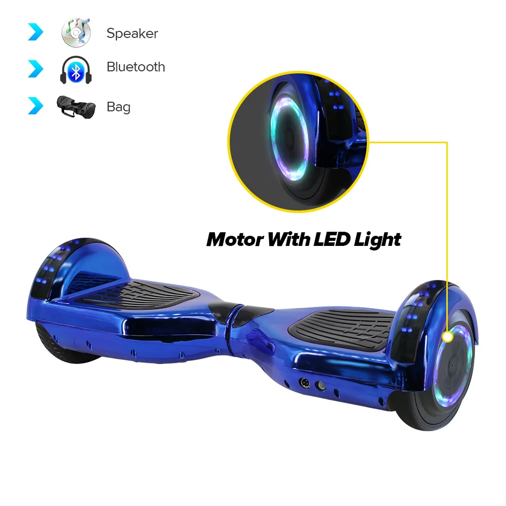 

Electric Hoverboard Gyroscooter 6.5Inch Kids Self Balancing Scooter Led Motor Light Wheels Bluetooth Skateboard
