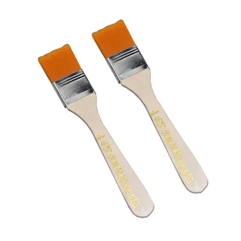 

ELEG-2pcs Orange Bristle Wooden Handle Oil Painting Paint Brush 1.2" Width