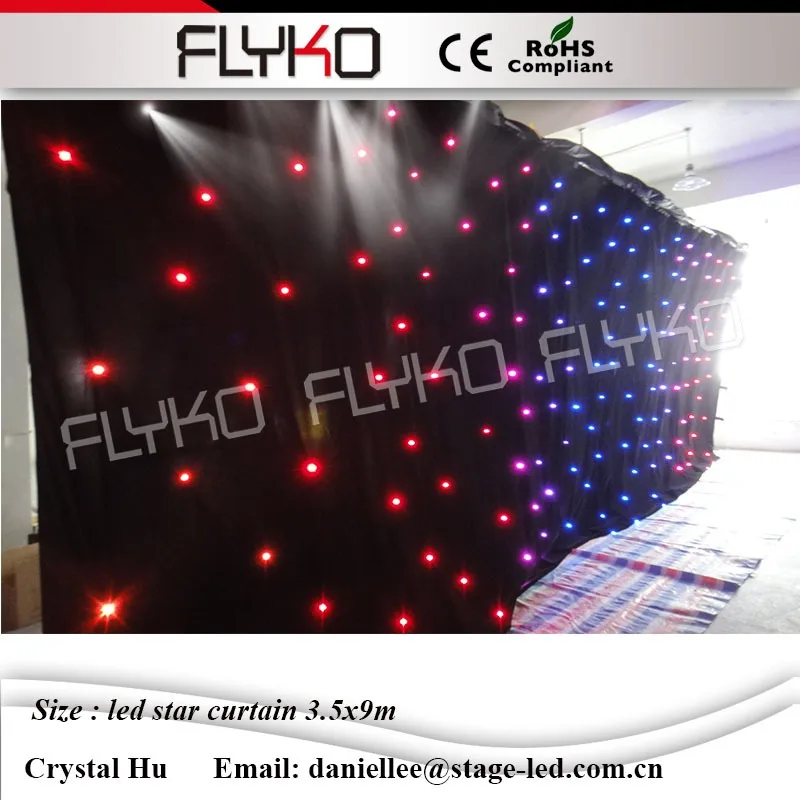 

China supplier color dmx stage effect dmx control rgb3in1 led star curtain RGB3in1 3.5x9 meter