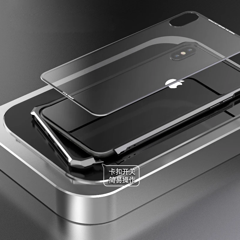 Comprar Carcasa de aluminio de lujo de Metal para iPhone X XS XR XS Max Super claro de vidrio templado funda de armadura híbrida para iPhone 7 8 Plus