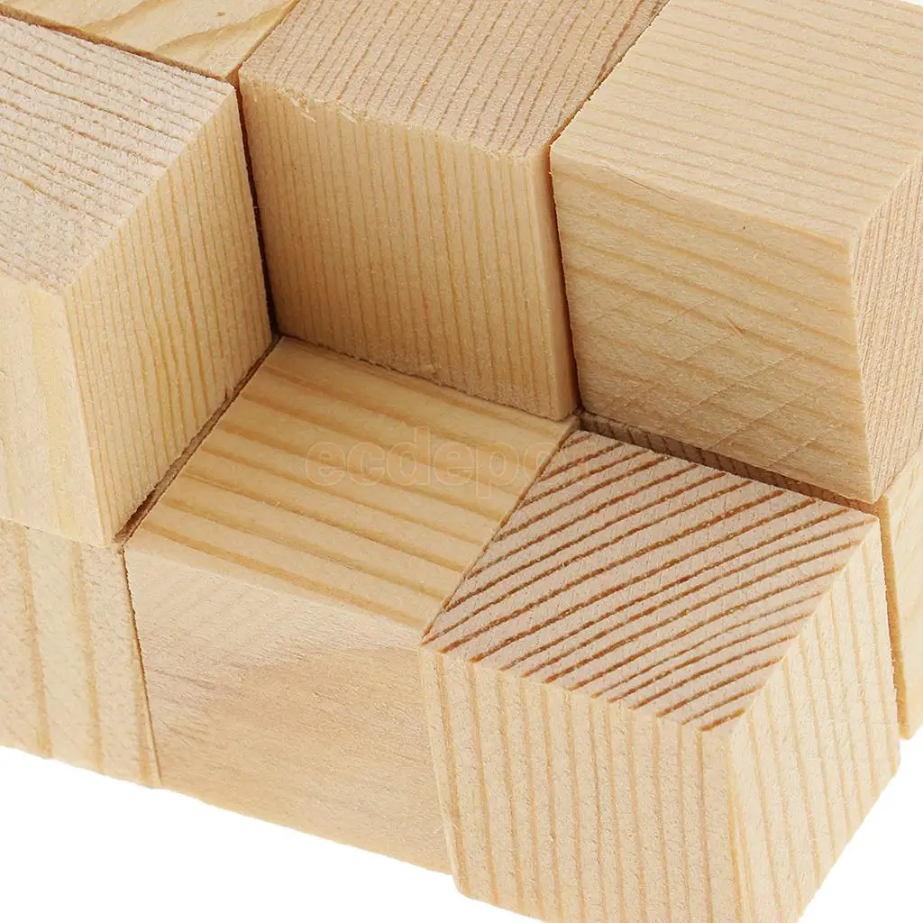 MagiDeal 30 Pieces Blank Natural Unfinished Wood Cube Blocks Wooden Pieces for Model Making Wood Craft Woodworking 15mm 20mm