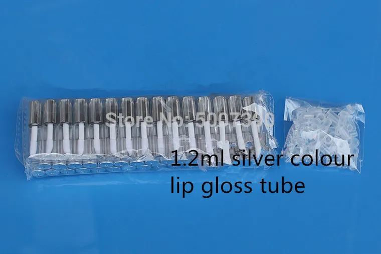 1.2ML 50/100pcs Silver Empty Lip Gloss Tube, Mini Plastic Elegant Liquid Lipstick Container, Round Lipgloss Lip Balm Bottle