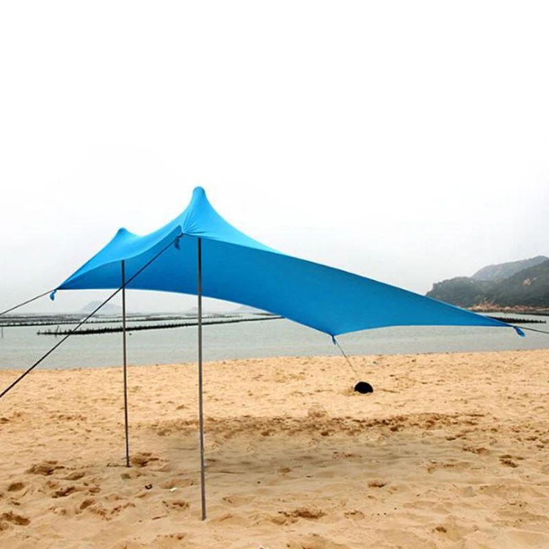 

Outdoor waterproof tent camp awning umbrella picnic beach tent cloth sand bag and support rod