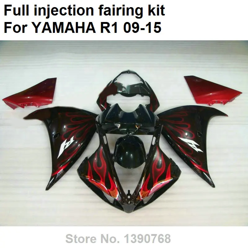 

Комплект обтекателей под давлением для Yamaha YZF R1 09 10 11 12 13 14 15 комплект обтекателей Красного пламени черного цвета YZFR1 2009-2015 BN28