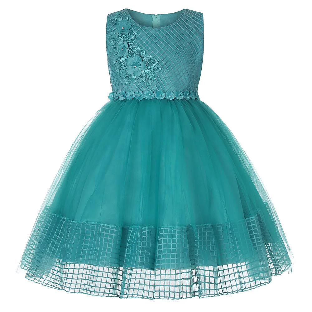 

2019 New Fashion Girls Dress Floral Embroidery Appliques Kids Princess Dress Toddler Girl Party Wedding Costume 1-14Years