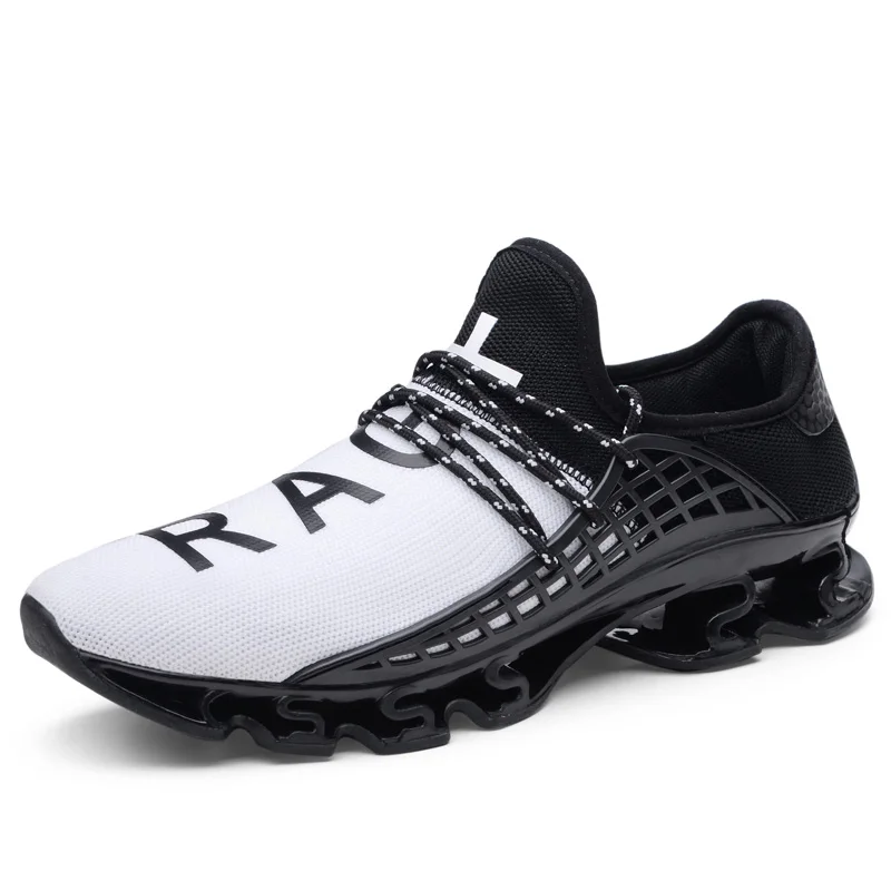 FEVRAL/Мужская модная дышащая повседневная обувь; Лидер продаж; уличные спортивные удобные прочные удобные кроссовки на шнуровке; размеры 36-48 - Цвет: Black White