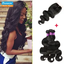 8A Brazilian Virgin Hair With Closure 3 Bundles With Closure Brazilian Body Wave With Closure Bundle Human Hair and Closure