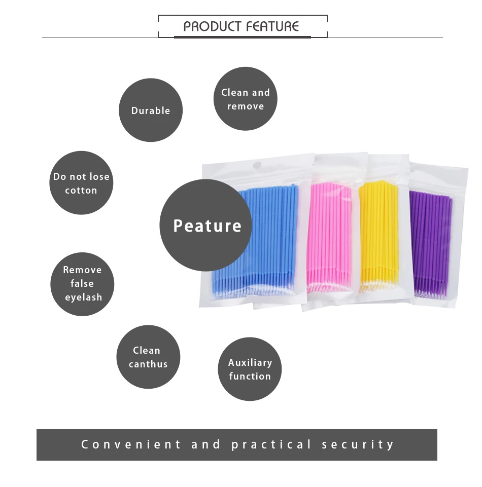 500 шт одноразовые косметические ватные палочки наращивания ресниц прививки инструменты комплект Прочный Микро отдельных Удаление ресниц