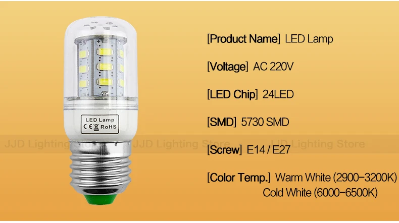 Светодиодный Светодиодная лампа-кукуруза E27 E14 светодиодный лампы 24 36 48 56 69 72 светодиодный s лампада люстра в форме свечи светодиодный светильник SMD5730 220V для украшения дома