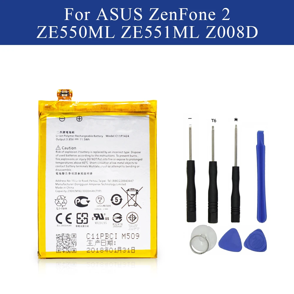 

C11P1424 Spare Battery For ASUS ZenFone 2 ZE550ML ZE551ML Z00ADA Z00ADB Z008DB with free Tools 2900/3000mAh