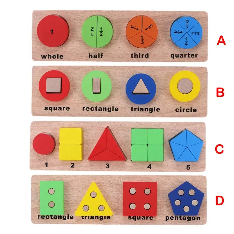 Kids Logic Toys Colorful Wooden Montessori Building Geometry Jigsaw