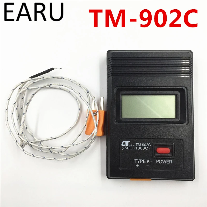 

TM-902C Digital LCD Thermometer Temperature Detector Industrial Thermodetector Meter K Type Single Input + 1m Thermocouple Probe